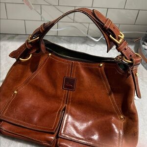 Dooney & Bourke Natural Brown Florentine Kingston Leather Hobo Bag